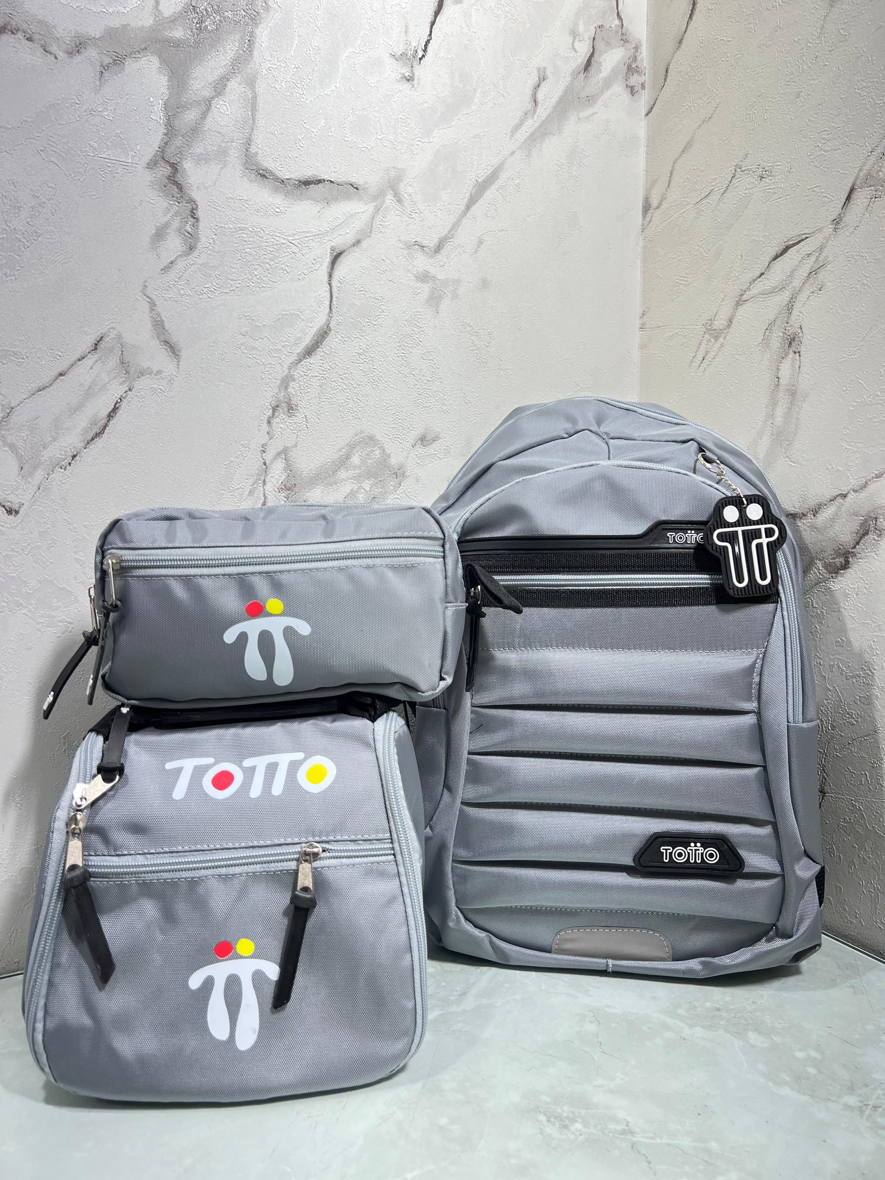 Combo Bolso Totto 3x1 / Gris Con Negro
