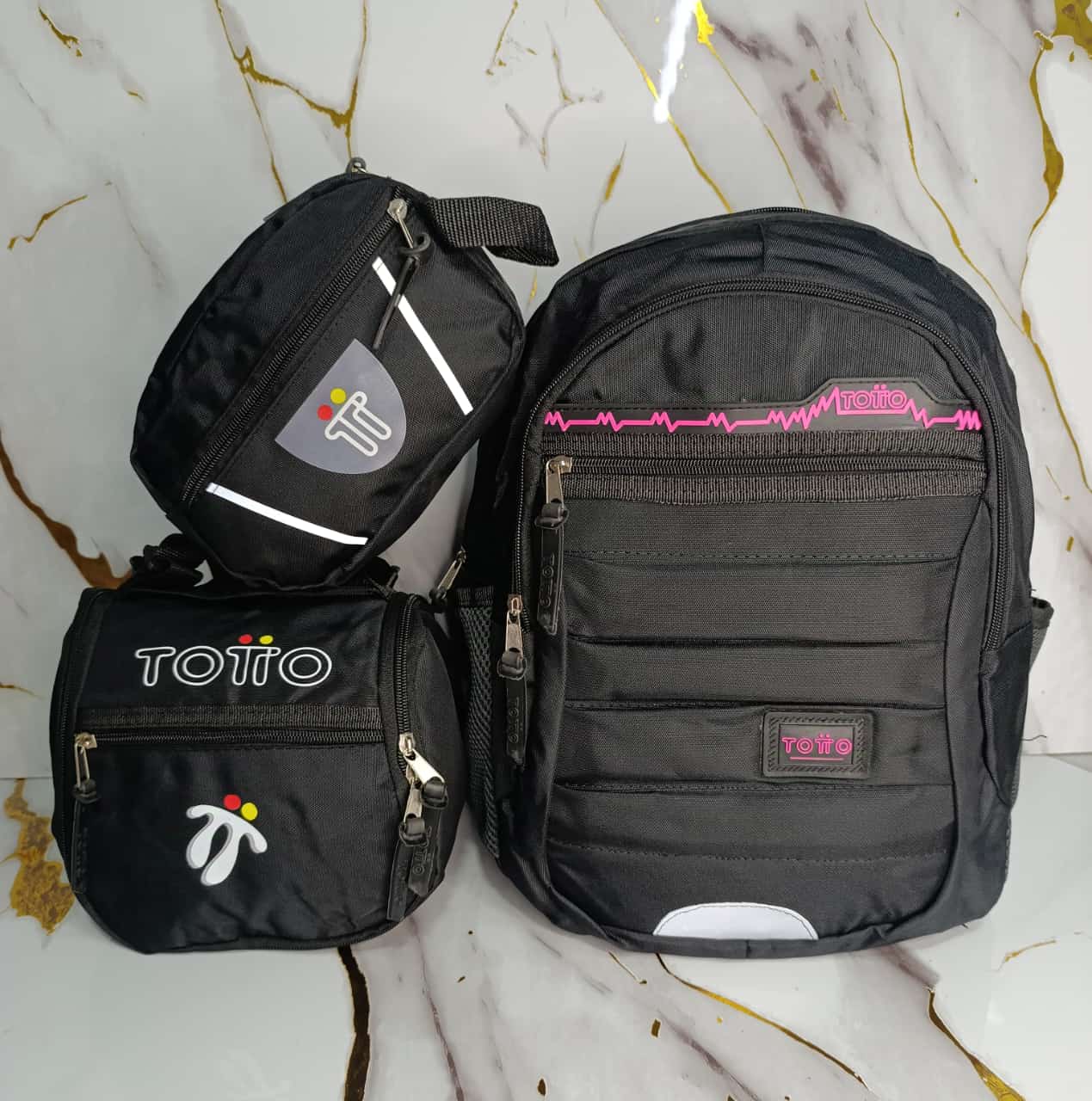 Combo Bolso Totto 3x1 / Negro Con Morado