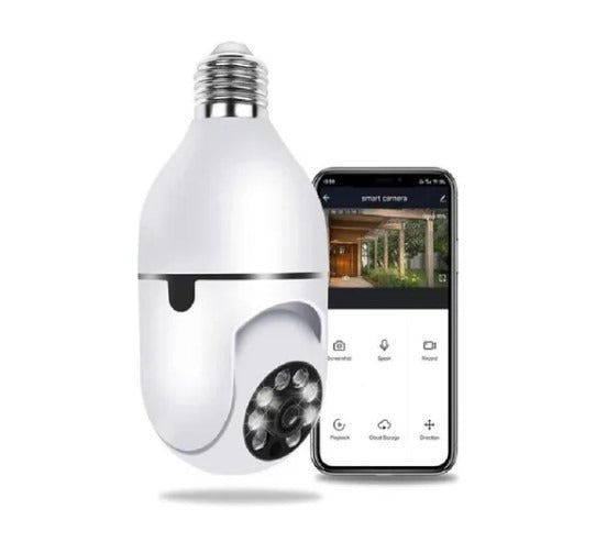 Cámara de Seguridad Tipo Bombillo E27 – Rotación 360° y Conectividad WiFi