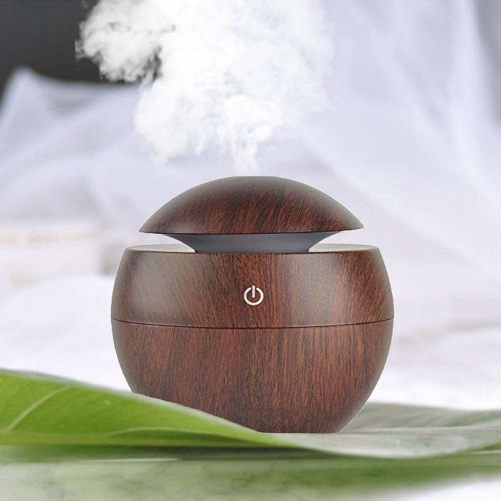 Difusor Humidificador Ultrasónico – Acabado Tipo Madera con Luces LED
