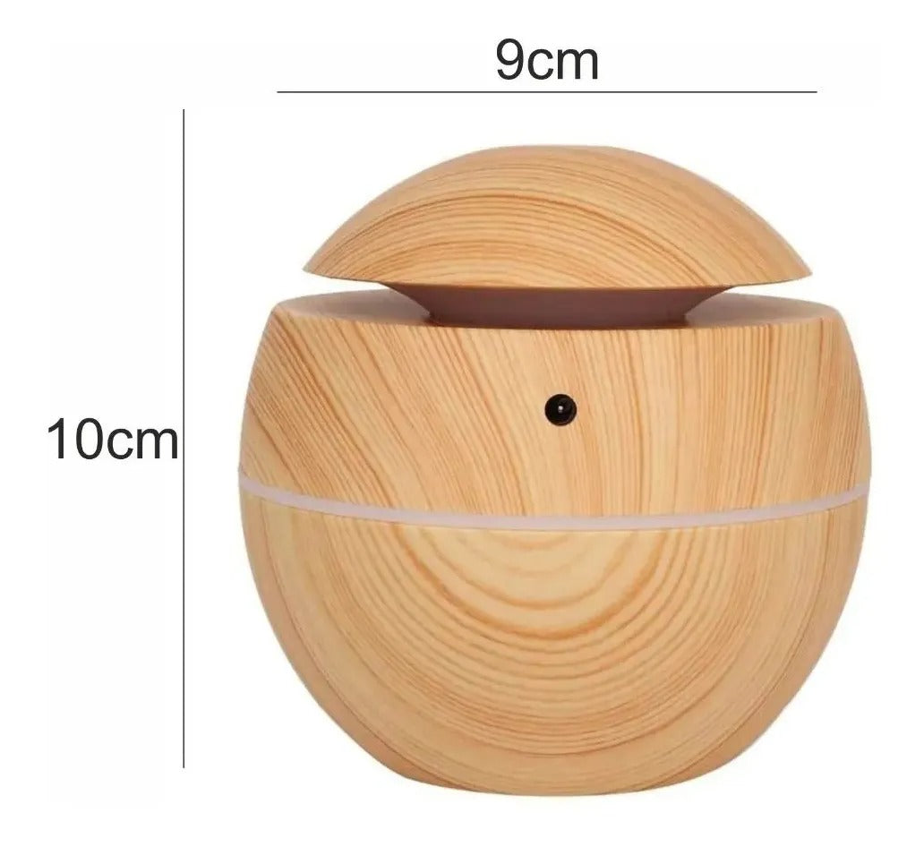 Difusor Humidificador Ultrasónico – Acabado Tipo Madera con Luces LED