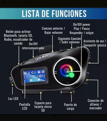 Intercomunicador Auriculares Moto Q58