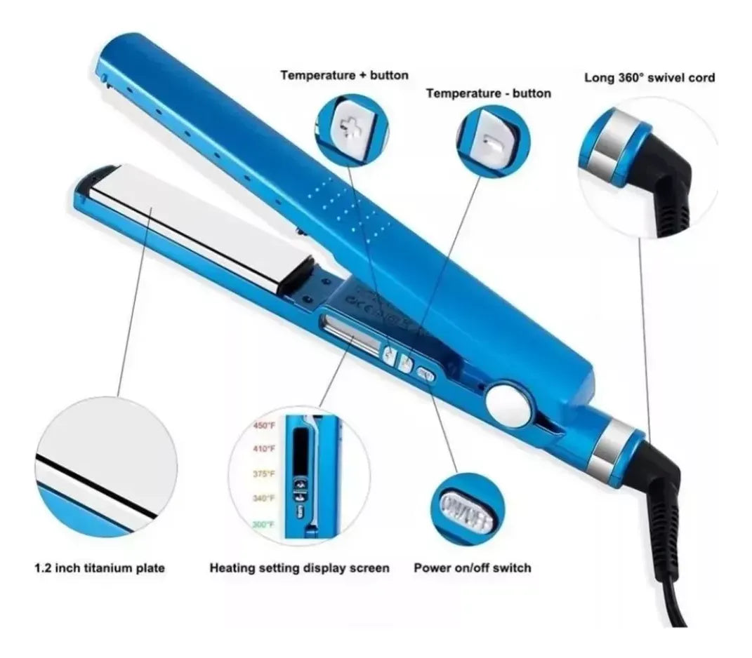 Kit Alisado Profesional 3 en 1 — Plancha de Titanio + Rizador + Peine