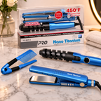 Kit Alisado Profesional 3 en 1 — Plancha de Titanio + Rizador + Peine