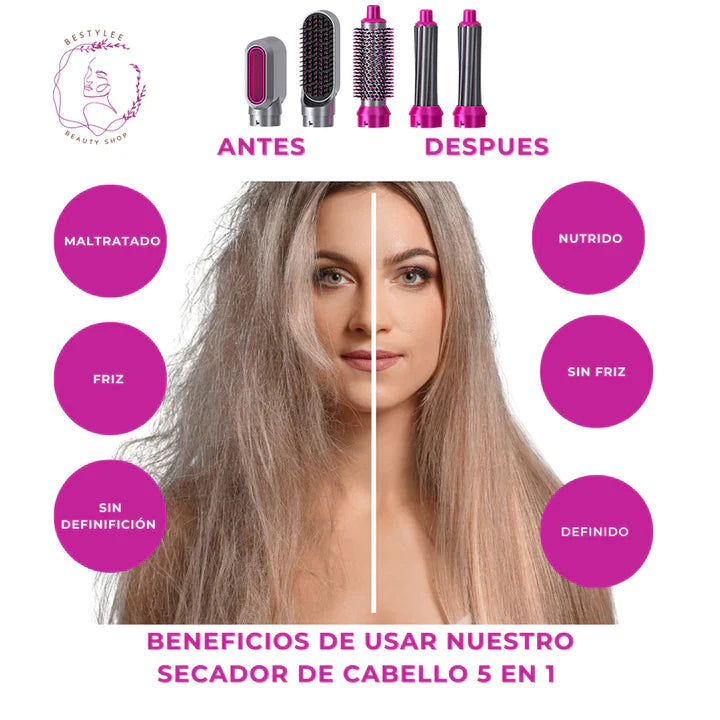 Cepillo Secador Alisador 5 En 1